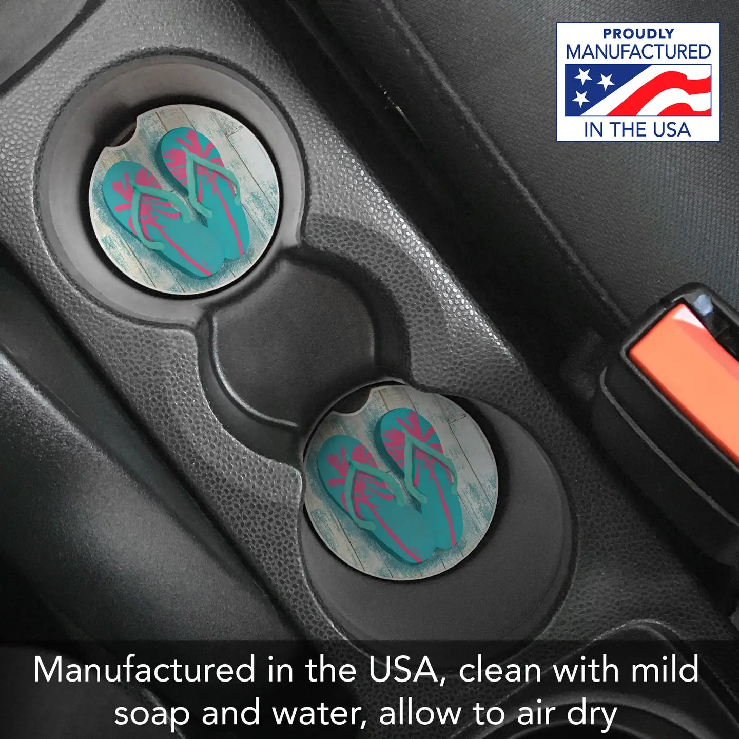 "Pompano Sandals" Absorbent Stone Car Coaster