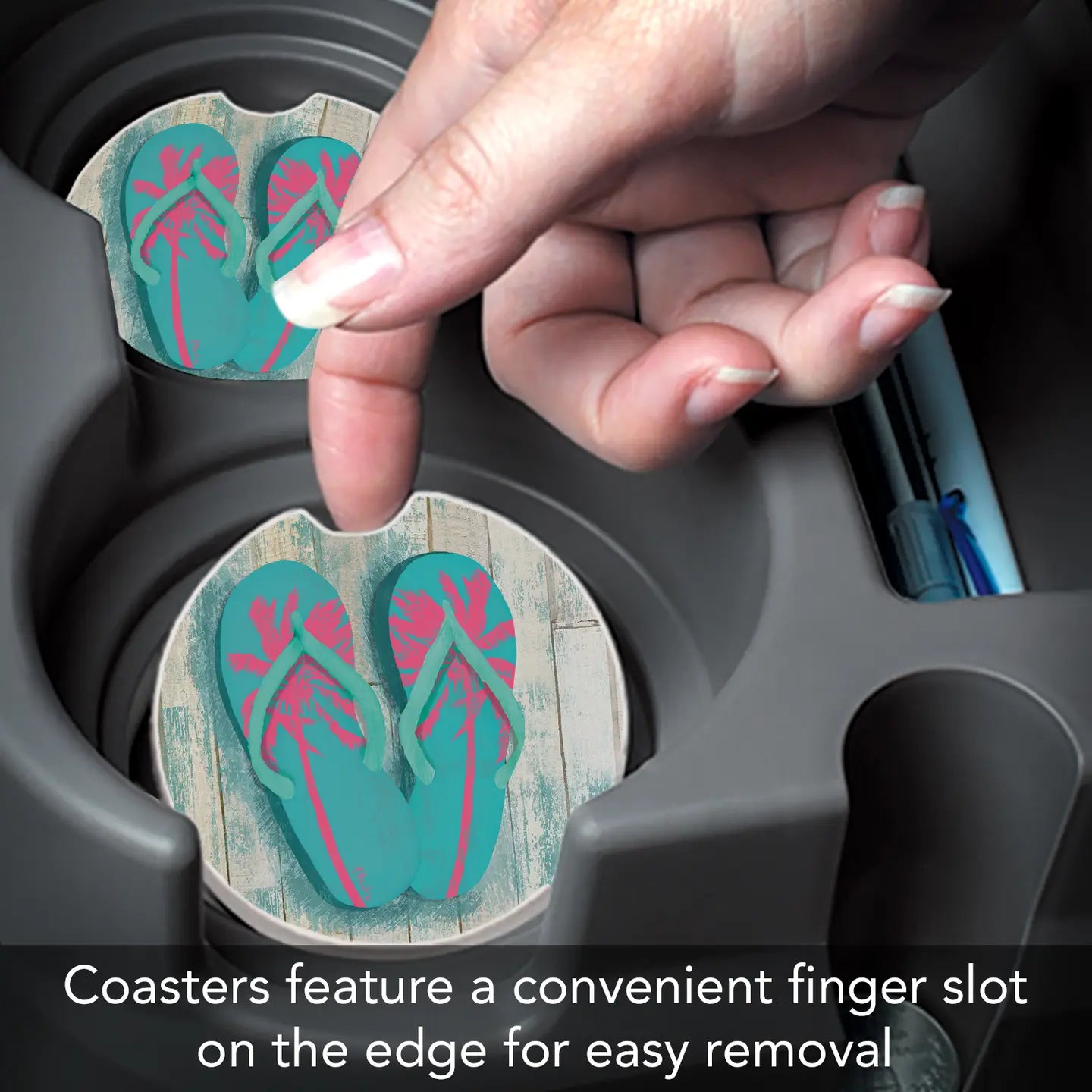 "Pompano Sandals" Absorbent Stone Car Coaster
