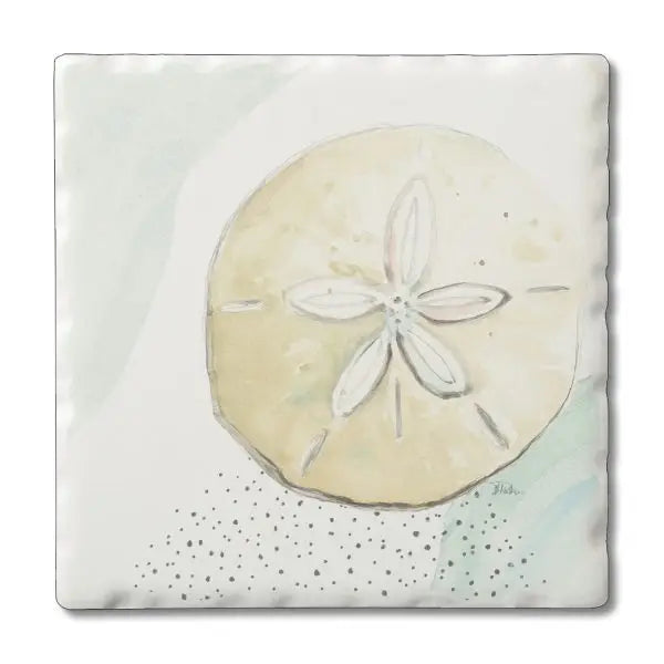 Sand Dollar Absorbent Stone Tumbled Tile Coaster
