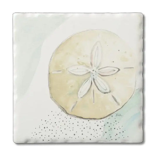 Sand Dollar Absorbent Stone Tumbled Tile Coaster