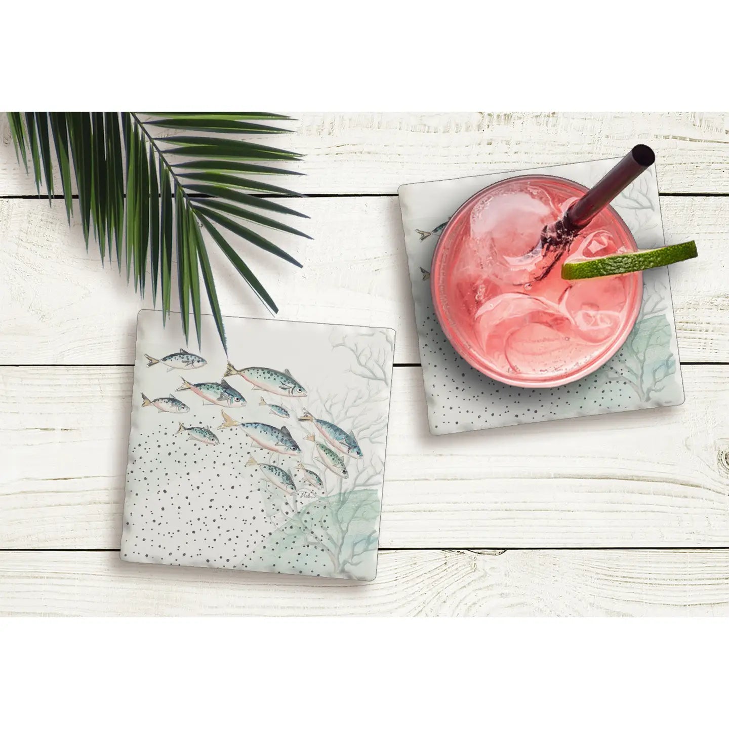 School Absorbent Stone Tumbled Tile Coaster