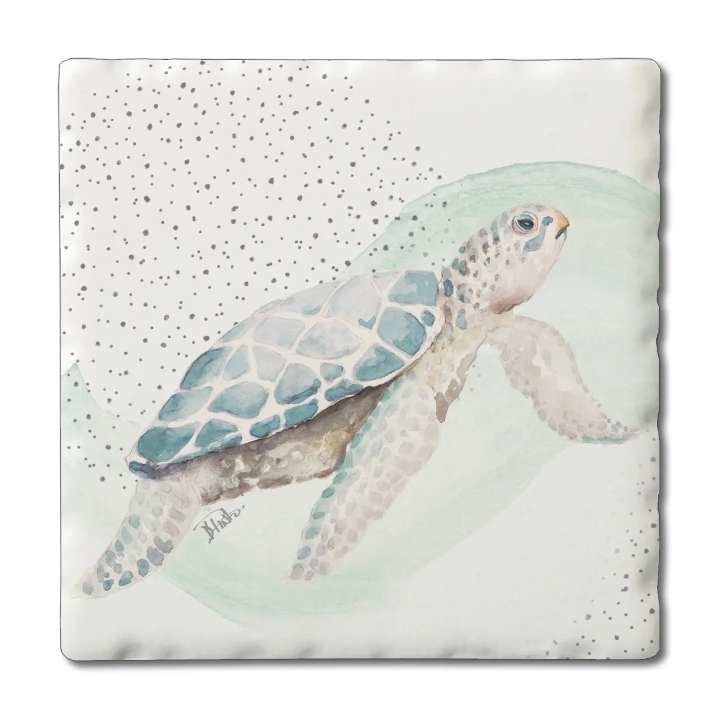 "Sea Turtle" Absorbent Stone Tumbled Tile Coaster
