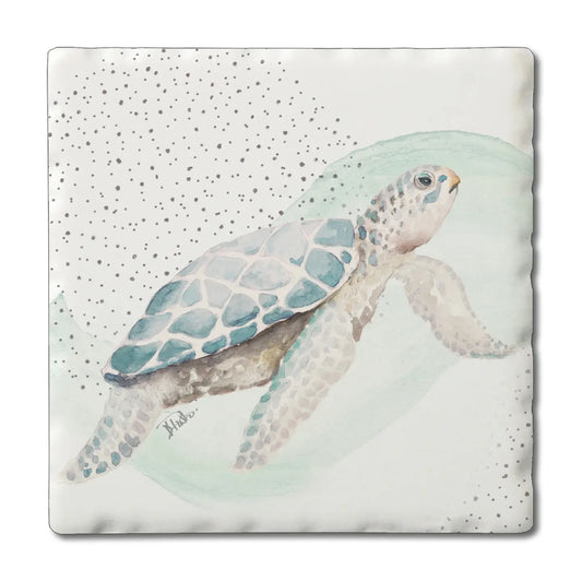 "Sea Turtle" Absorbent Stone Tumbled Tile Coaster