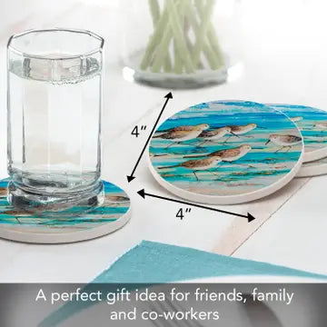 Shore Birds Round Absorbent Stone Coaster