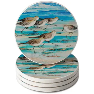 Shore Birds Round Absorbent Stone Coaster