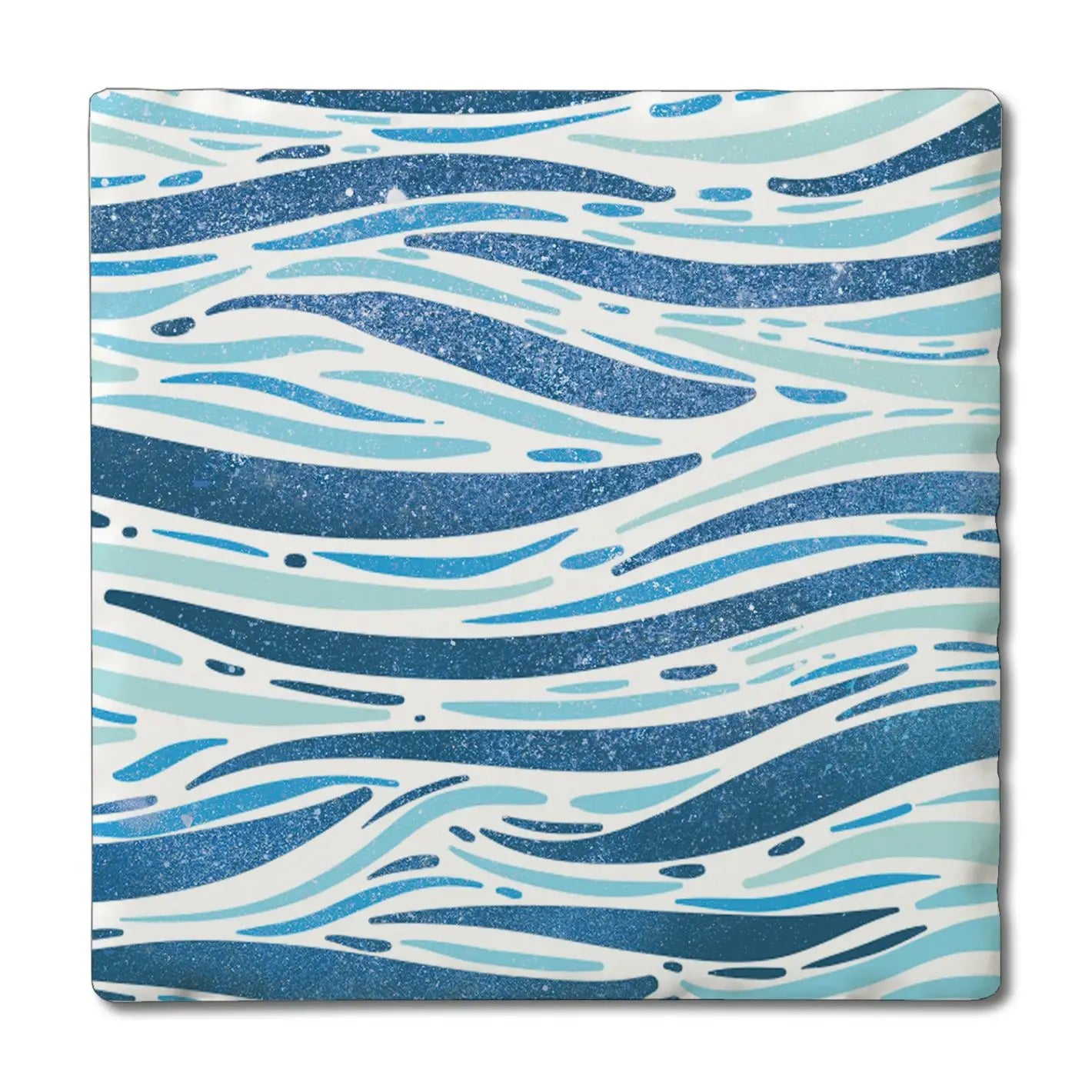 "Sparkling Waves" Absorbent Tumbled Tile Coaster