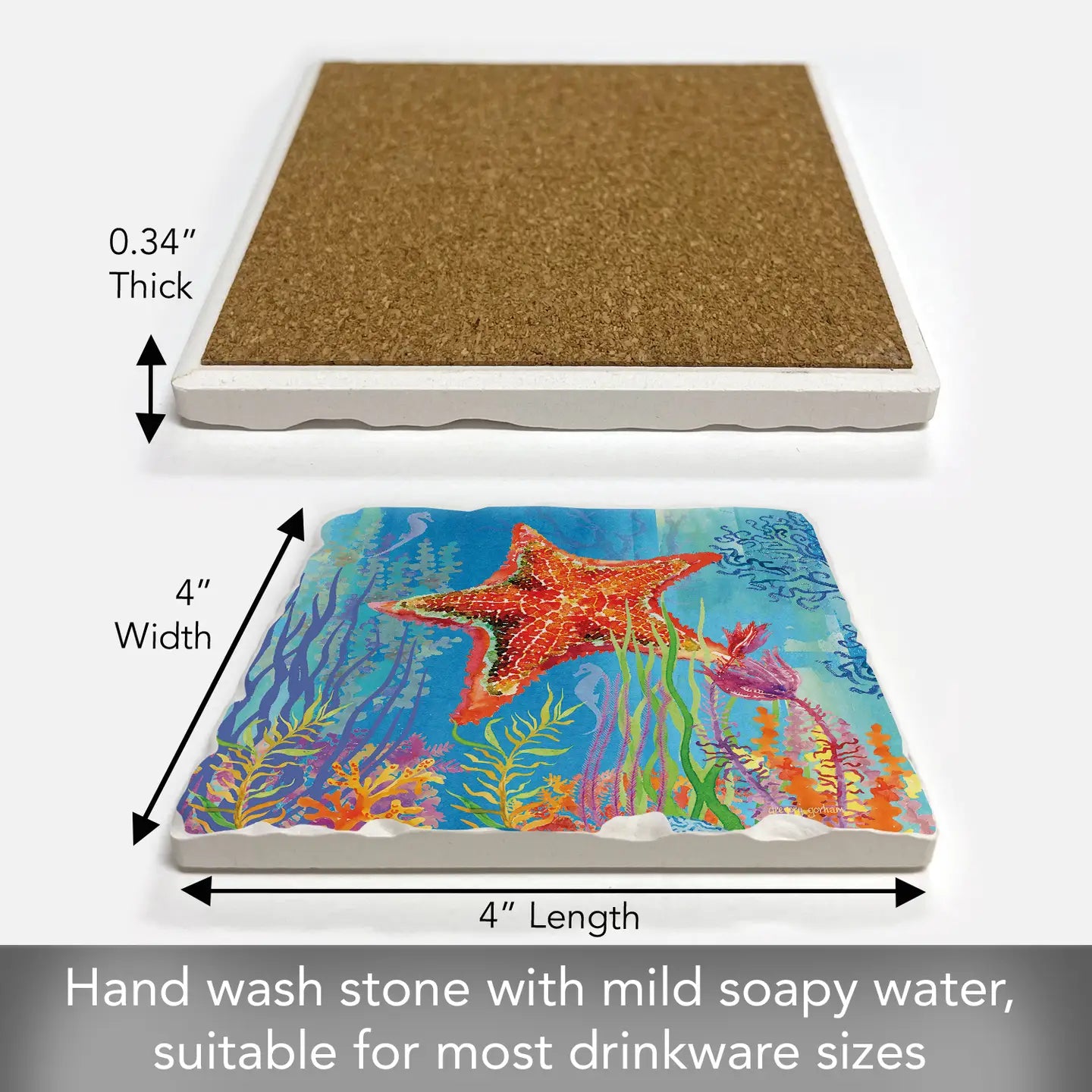 "Starfish Dream" Tumbled Tile Stone Coaster