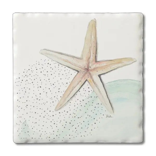Starfish Absorbent Stone Tumbled Tile Coaster