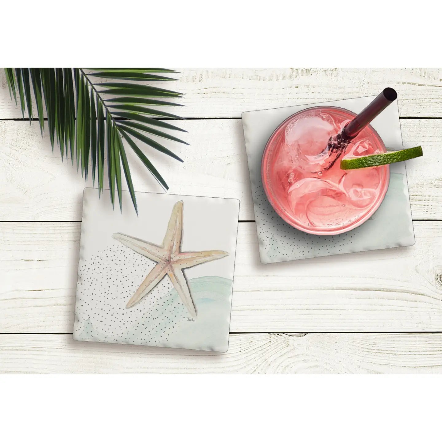 Starfish Absorbent Stone Tumbled Tile Coaster