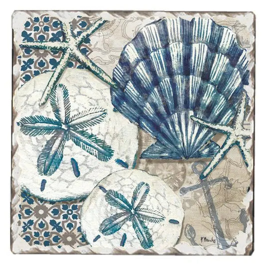 Tide Pool Shells Absorbent Stone Tumbled Tile Coaster