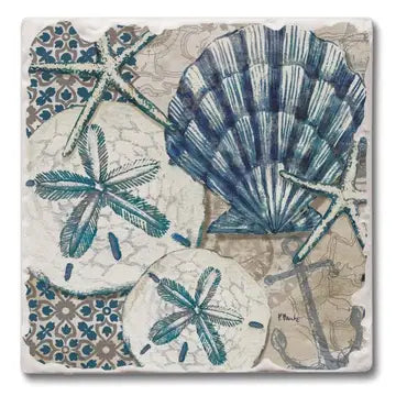 Tide Pool Shells Absorbent Tumbled Tile Coaster