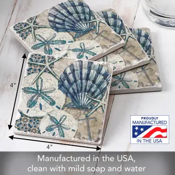 Tide Pool Shells Absorbent Tumbled Tile Coaster