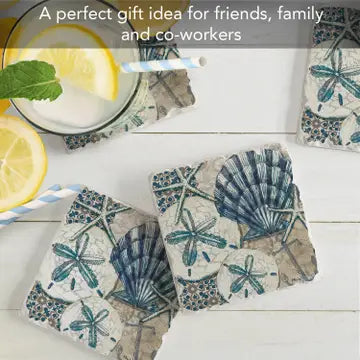 Tide Pool Shells Absorbent Tumbled Tile Coaster