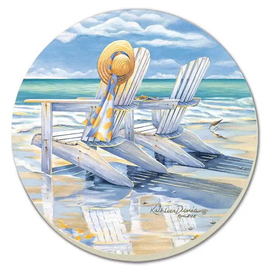 Time For Two Round Absorbent Stone Coaster