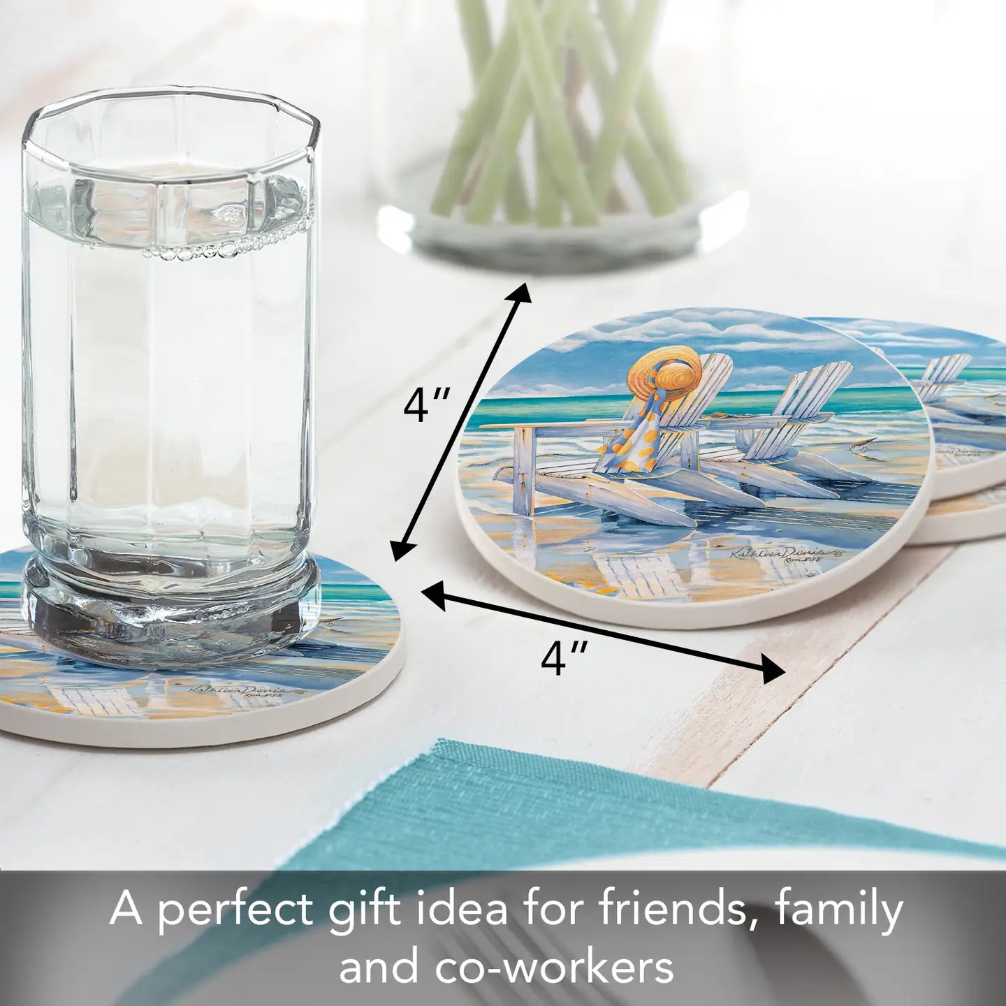 Time For Two Round Absorbent Stone Coaster