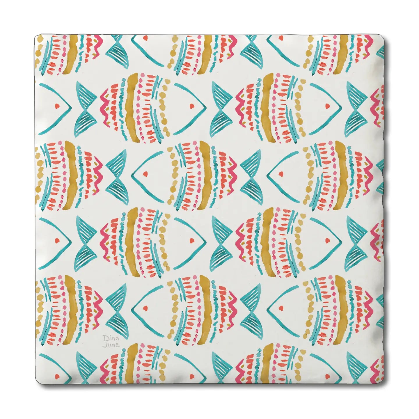 "Tropical Fish" Absorbent Tumbled Tile Coaster