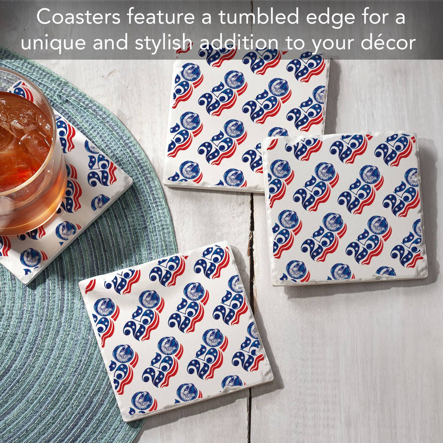"Celebrate 250 Years" Stone Tumbled Tile Coaster