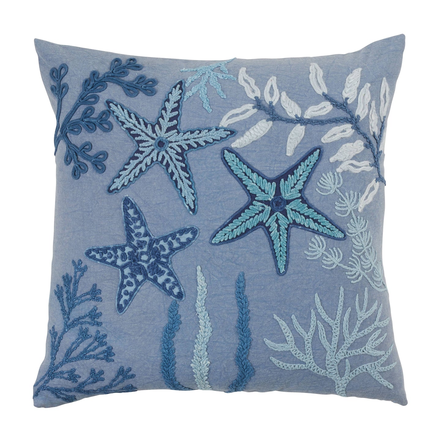 Stonewashed Throw Pillow With Starfish Design
