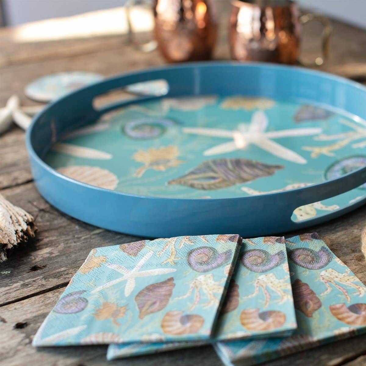 Sea Treasures Coastal  Paper Cocktail Napkins (Pack of 25)