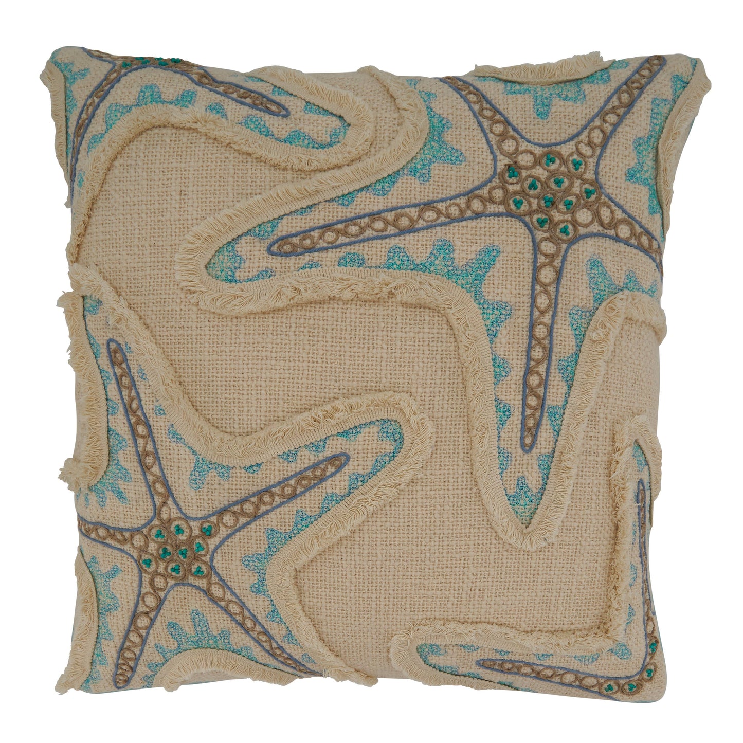 Throw Pillow With Embroidered Starfish Design