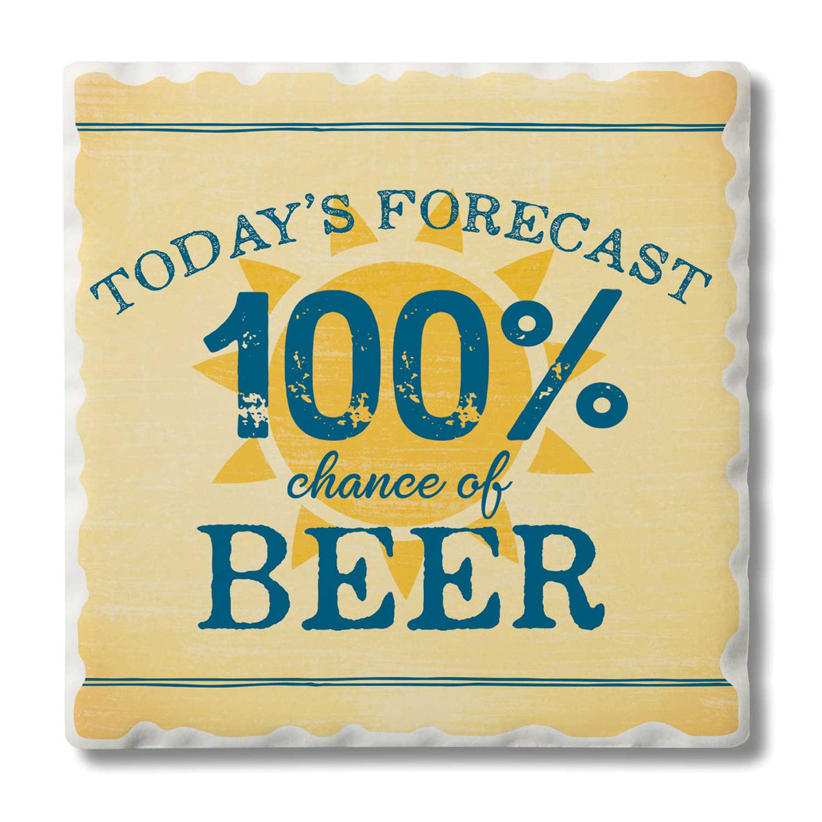 "Todays Forecast-Beer" Single Tumbled Tile Coaster