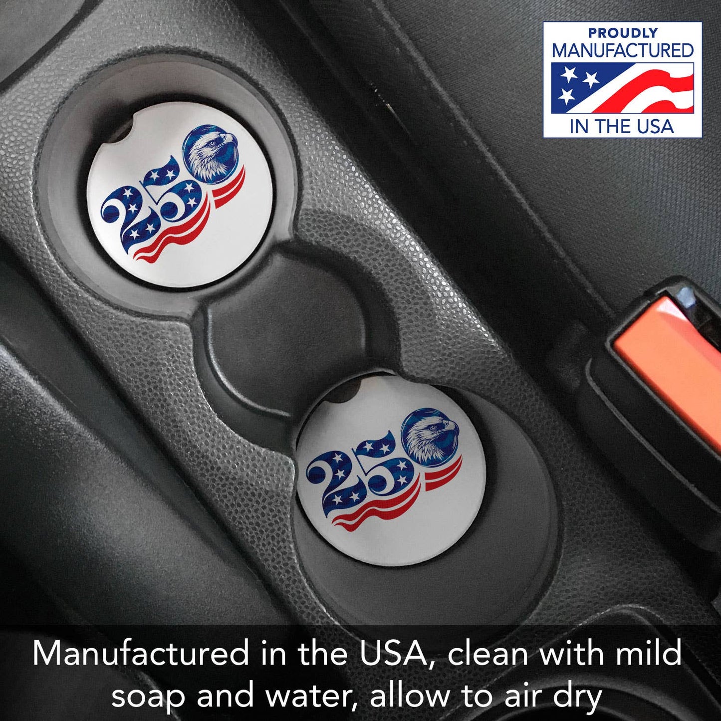 "Celebrate 250" Absorbent Stone Car Coaster 1pk