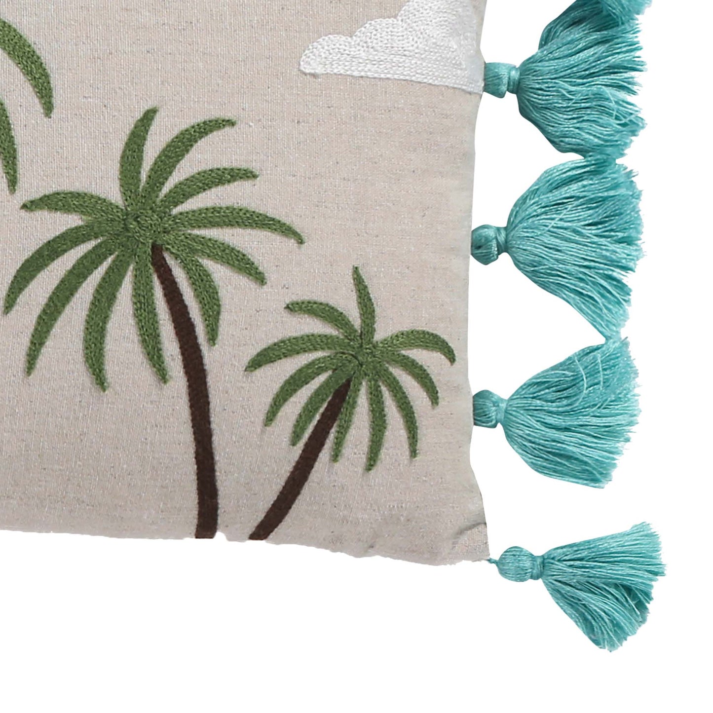 Beach Days Palm Tassel Pillow