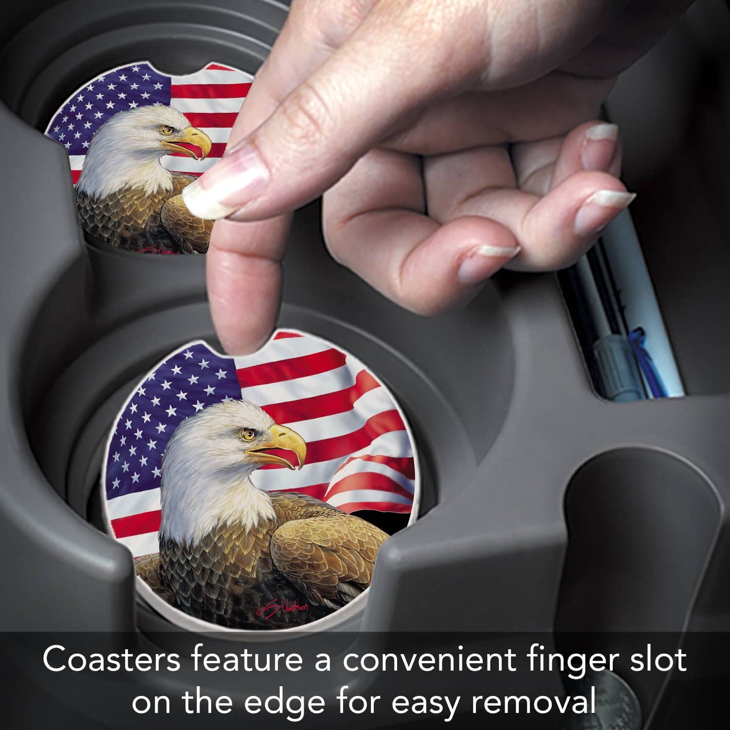 Eagle & Flag Absorbent Stone Car Coaster