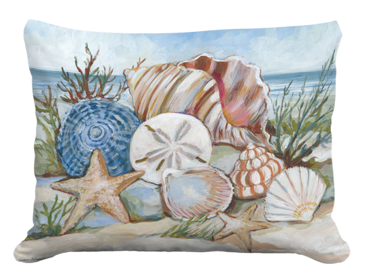 Pillow - Coastal Shells - indoor / outdoor cushion