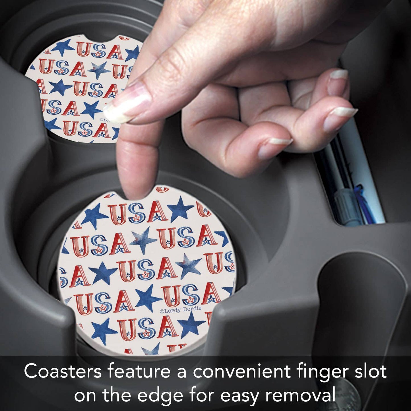 "USA Repeat" Stone Car Coaster