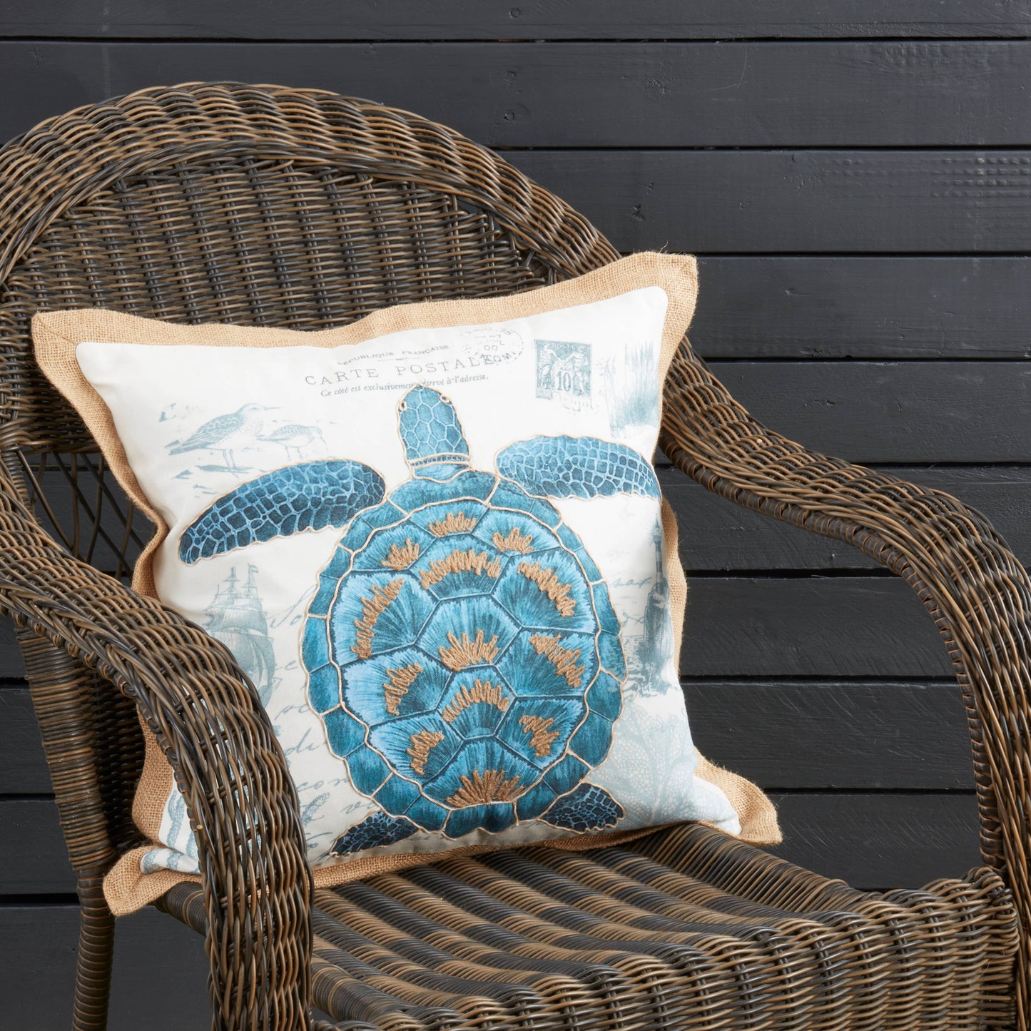 Coastal Outdoor Turtle Pillow