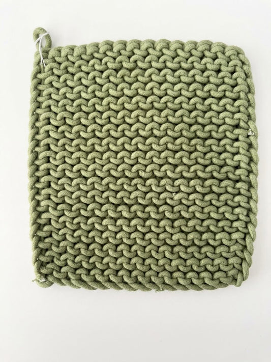 Handwoven Cotton Potholder & Trivet – Sage Green