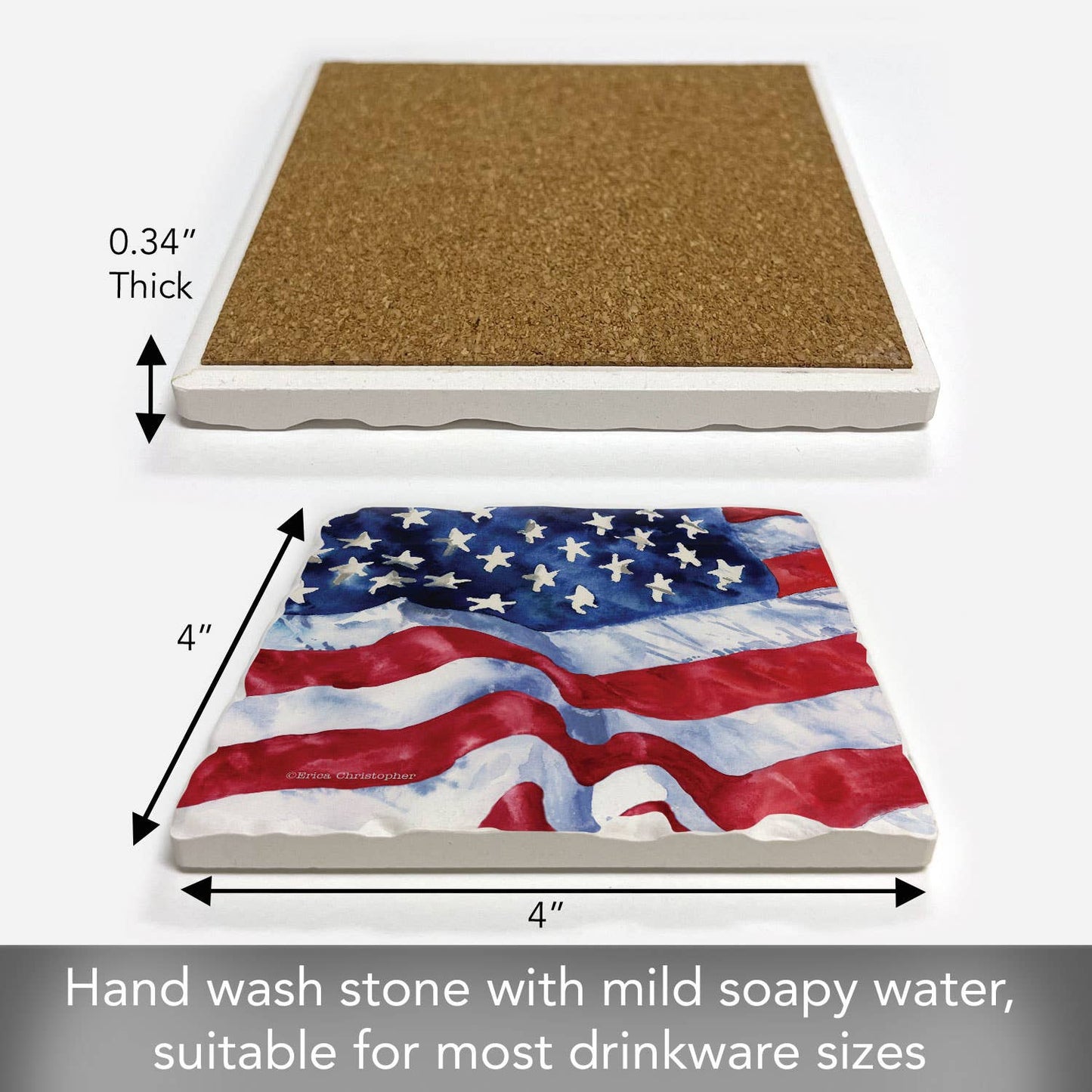 "Waving Flag" Single Absorbent Tumbled Tile Coaster