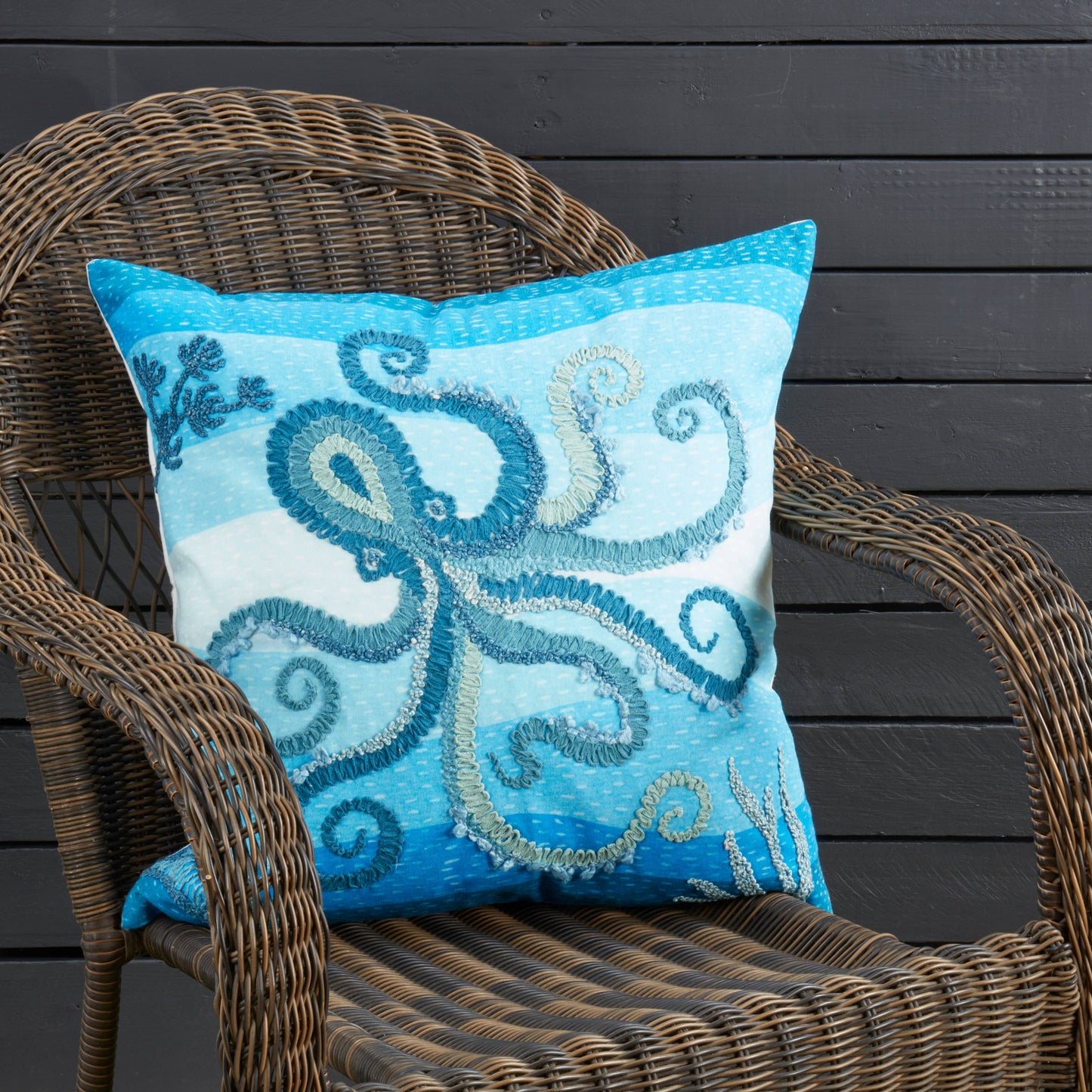 Outdoor Embroidered Octopus Pillow