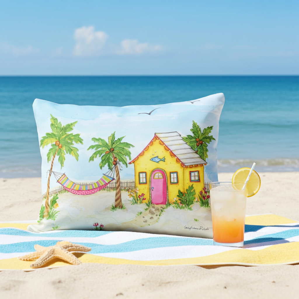 Pillow - Cottage by the Sea - indoor / outdoor cushion