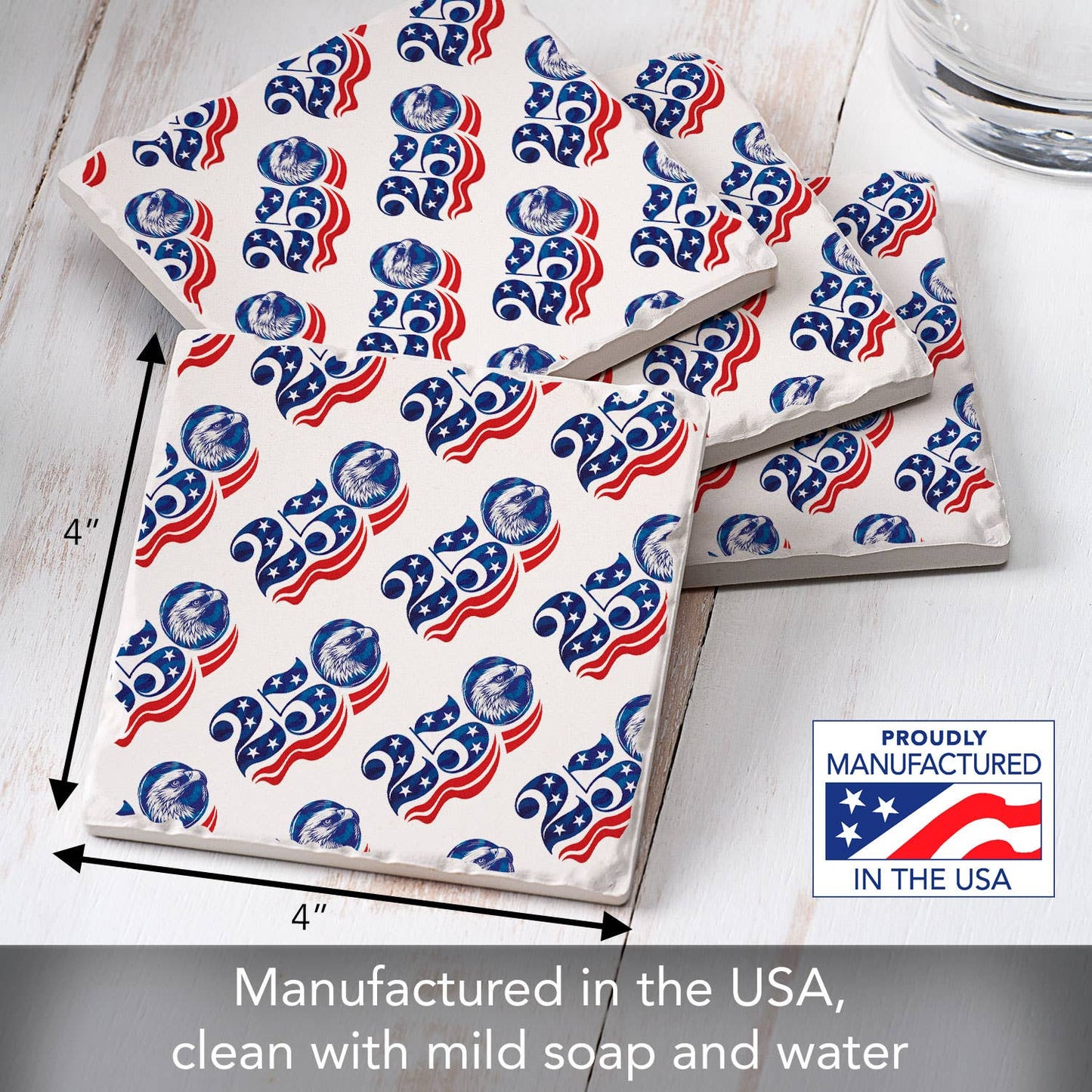 "Celebrate 250 Years" Stone Tumbled Tile Coaster