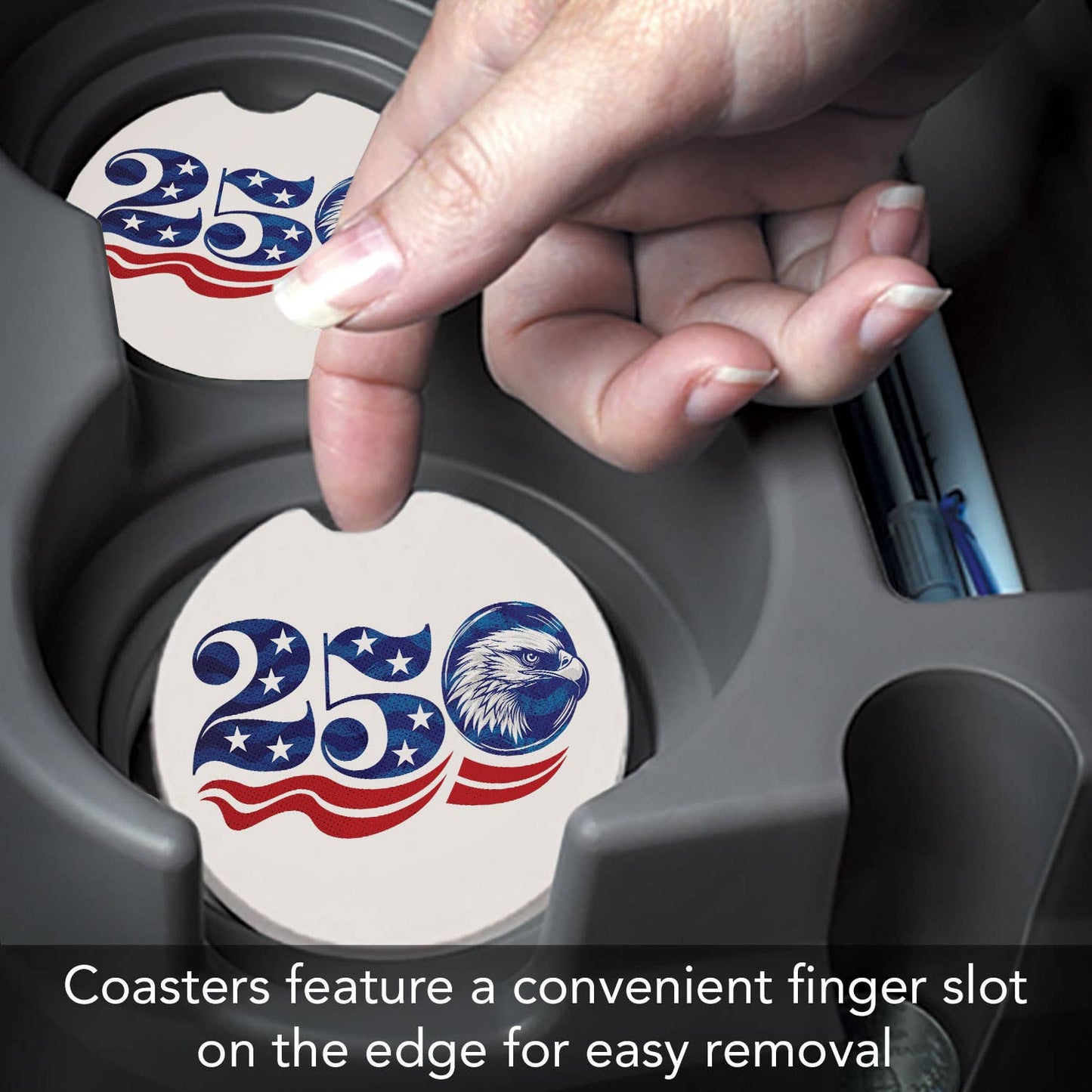 "Celebrate 250" Absorbent Stone Car Coaster 1pk
