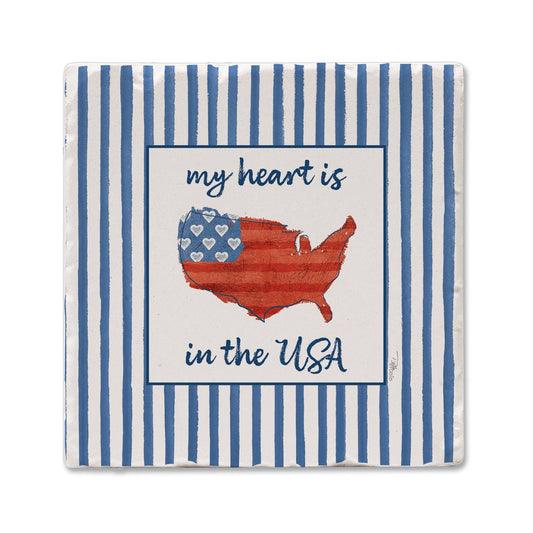 "USA Cuties-Home" Absorbent Tumbled Tile Coaster