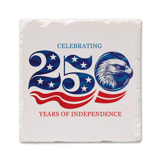 "Celebrate 250" Single Absorbent Tumbled Tile Coaster